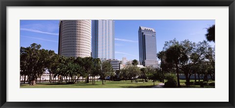 Framed Buildings in a city viewed from a park, Plant Park, University Of Tampa, Tampa, Hillsborough County, Florida, USA Print