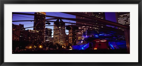 Framed Buildings lit up at night, Millennium Park, Chicago, Cook County, Illinois, USA Print