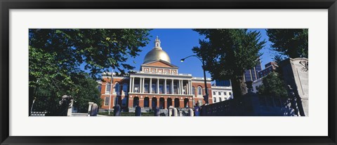 Framed Facade of a government building, Massachusetts State Capitol, Boston, Suffolk County, Massachusetts, USA Print