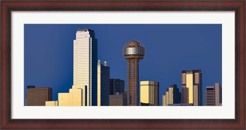 Framed Skyline View with Reunion Tower, Dallas TX Print