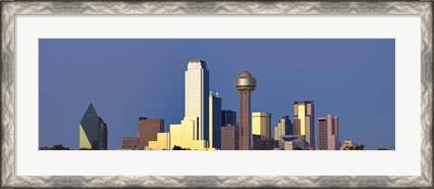 Framed Dallas Skyline with Skyscrapers Print