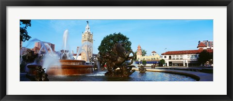 Framed Fountain at Country Club Plaza, Kansas City, Missouri Print