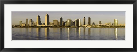 Framed Reflection of skyscrapers in water at sunset, San Diego, California, USA Print