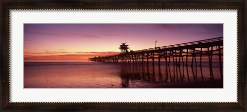 Framed San Clemente Pier at dusk, Los Angeles County, California Print