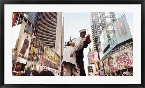 Framed Sculpture in a city, V-J Day, World War Memorial II, Times Square, Manhattan, New York City, New York State, USA Print