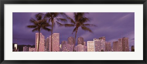 Framed Buildings in a city, Honolulu, Oahu, Honolulu County, Hawaii, USA 2010 Print
