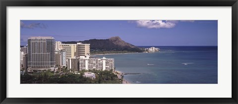 Framed Buildings at the waterfront, Honolulu, Oahu, Honolulu County, Hawaii Print