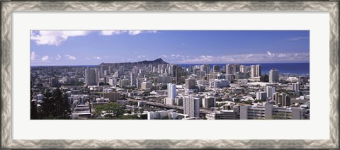 Framed High angle view of a city, Honolulu, Oahu, Honolulu County, Hawaii, USA Print
