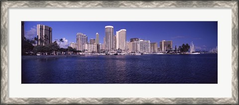 Framed Skyscrapers at the waterfront, Honolulu, Hawaii, USA Print