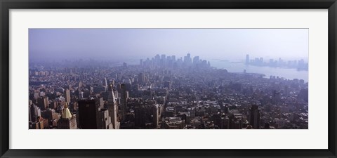 Framed Hazy view of Manhattan Print