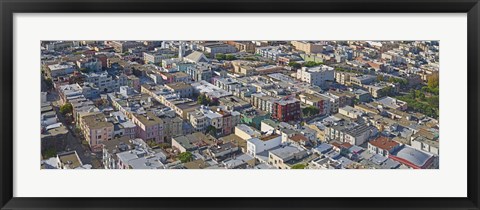 Framed Aerial view of colorful houses near Washington Square and Columbus Avenue, San Francisco, California, USA Print