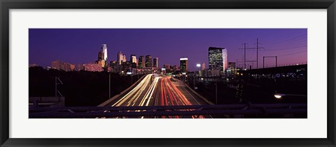 Framed Light streaks of vehicles on highway at dusk, Philadelphia, Pennsylvania, USA Print