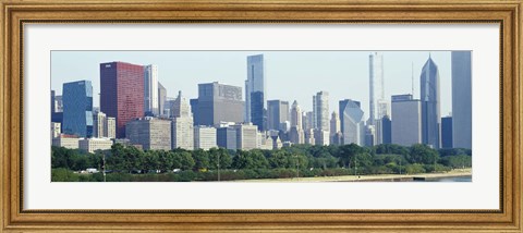 Framed City skyline with Lake Michigan and Lake Shore Drive in foreground, Chicago, Illinois, USA Print