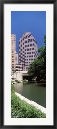 Framed Buildings at the waterfront, Weston Centre, NBC Plaza, San Antonio, Texas, USA Print