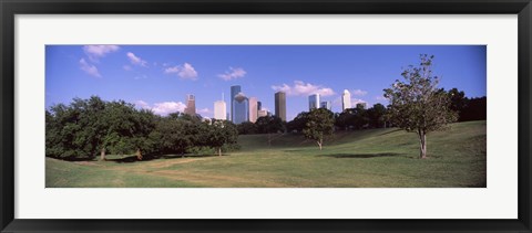Framed Downtown skylines viewed from a park, Houston, Texas, USA Print