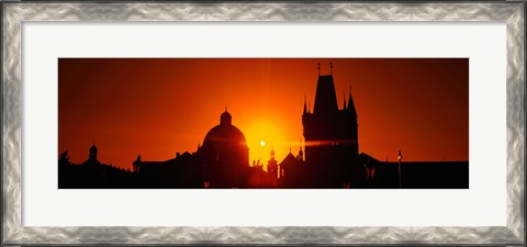 Framed Sunrise Tower Charles Bridge Czech Republic Print