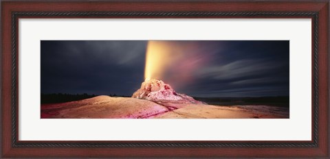 Framed Steam erupting from a geyser, White Dome Geyser, Lower Geyser Basin, Yellowstone National Park, Wyoming, USA Print