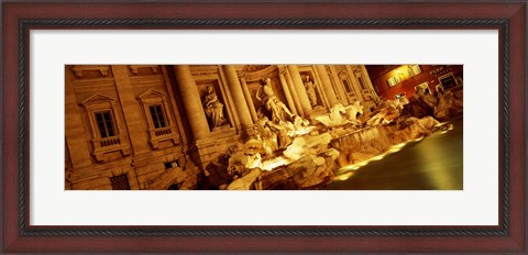 Framed Fountain lit up at night, Trevi Fountain, Rome, Italy Print