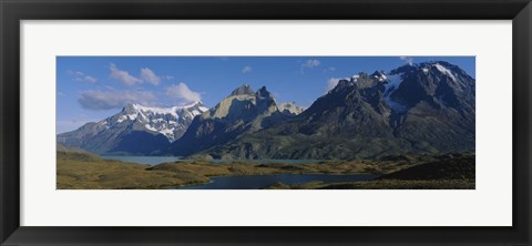 Framed Lake in front of mountains, Jagged Peaks, Lago Nordenskjold, Torres Del Paine National Park, Patagonia, Chile Print