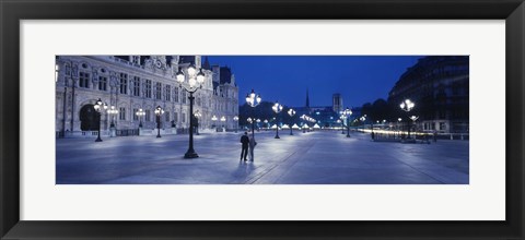 Framed Hotel de Ville &amp; Notre Dame Cathedral Paris France Print