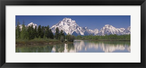 Framed Reflection of a mountain range in water, Oxbow Bend, Grand Teton National Park, Wyoming, USA Print