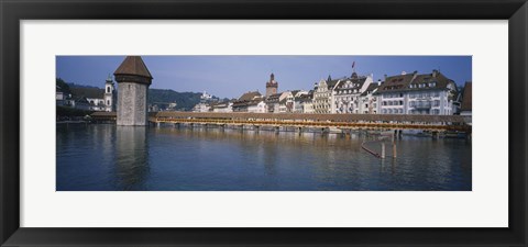 Framed Covered bridge over a river, Chapel Bridge, Reuss River, Lucerne, Switzerland Print