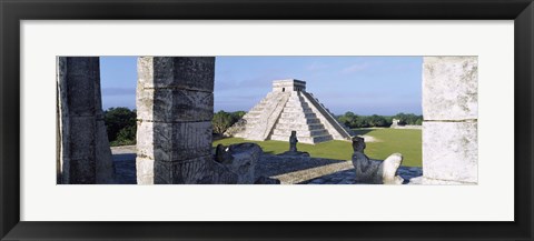 Framed Pyramid in a field, El Castillo, Chichen Itza, Yucatan, Mexico Print