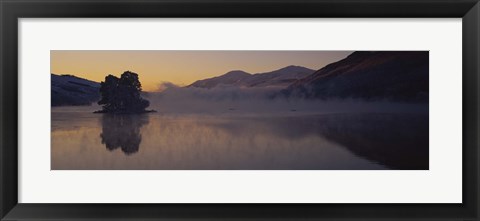 Framed Silhouette of a tree in a lake, Loch Tay, Tayside region, Scotland Print
