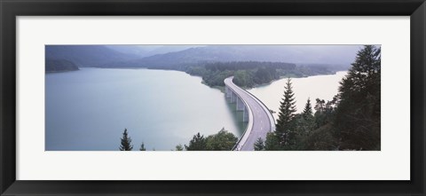 Framed Germany, Bavaria, Bridge over Sylvenstein Lake Print