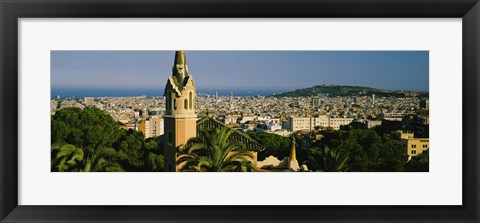 Framed High Angle View of Barcelona, Spain Print