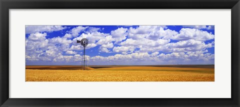 Framed Windmill Wheat Field, Othello, Washington State, USA Print