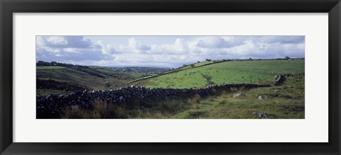 Framed Stone wall on a landscape, Republic of Ireland Print