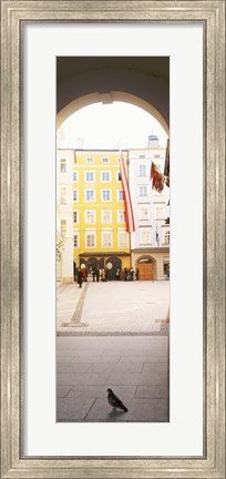 Framed Facade of a building, Birthplace Of Wolfgang Amadeus Mozart, Getreidegasse, Salzburg, Austria Print