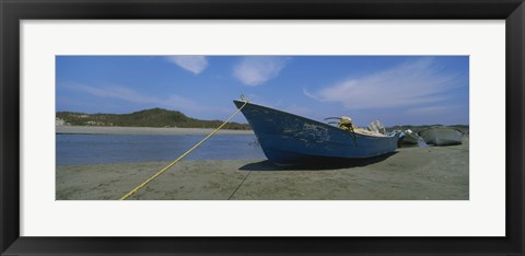 Framed Fishing boats on the beach, Mexico Print