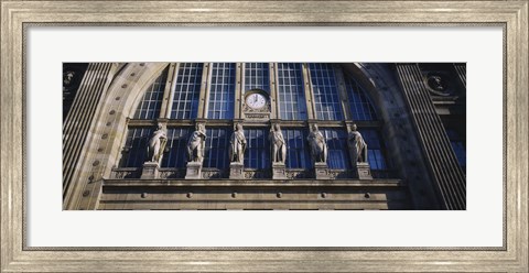 Framed Low angle view of statues on a railroad station building, Gare Du Nord, Paris, France Print