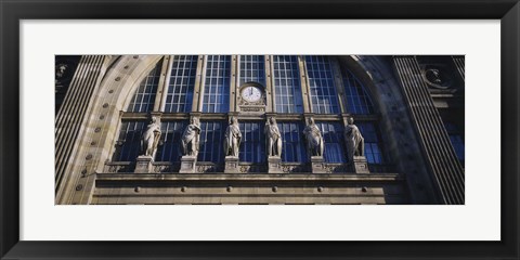 Framed Low angle view of statues on a railroad station building, Gare Du Nord, Paris, France Print