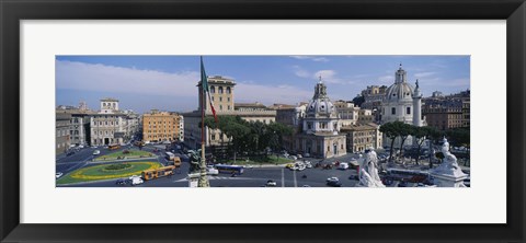 Framed High angle view of traffic on a road, Piazza Venezia, Rome, Italy Print