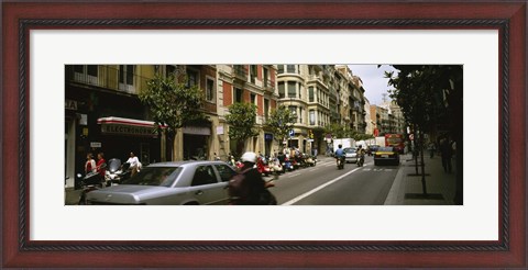 Framed Traffic On A Road, Barcelona, Spain Print
