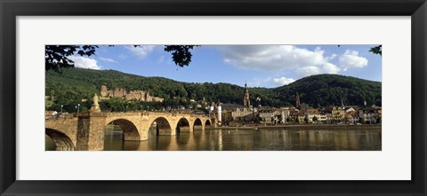 Framed Bridge across a river, Heidelberg Germany Print