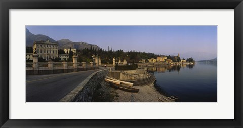 Framed Boats on the coast, Lombardy, Lake Como, Italy Print