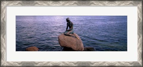 Framed Little Mermaid Statue on Waterfront Copenhagen Denmark Print