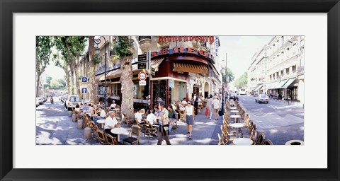 Framed Group of people at a sidewalk cafe, Paris, France Print