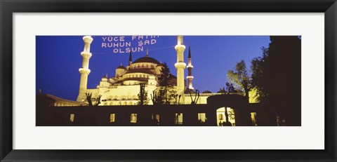 Framed Blue Mosque at night, Istanbul, Turkey Print