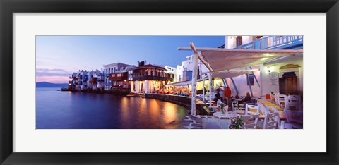 Framed Waterfront View of Mykonos, Greece Print