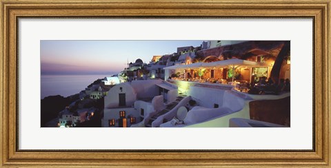 Framed Terrace overlooking the Caldera, Santorini, Greece Print