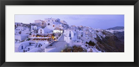 Framed White washed buildings, Santorini, Greece Print