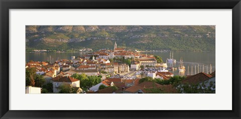 Framed Croatia, Korcula, Korcula Island, City on the waterfront Print