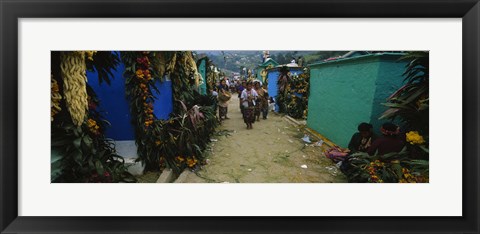 Framed Houses Decorated With Flowers, Zunil Cemetery, Guatemala Print