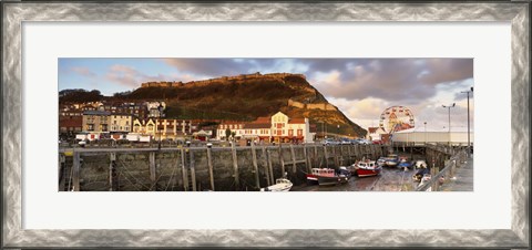 Framed Speed Boats At A Commercial Dock, Scarborough, North Yorkshire, England, United Kingdom Print