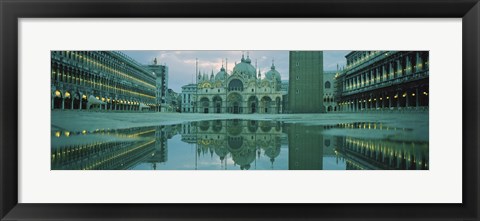 Framed Reflection of a cathedral on water, St. Mark&#39;s Cathedral, St. Mark&#39;s Square, Venice, Veneto, Italy Print